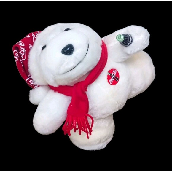 Vtg Coca Cola Collection Plush POLAR BEAR Animated Skating Motion & Music WORKS! - Picture 2 of 7